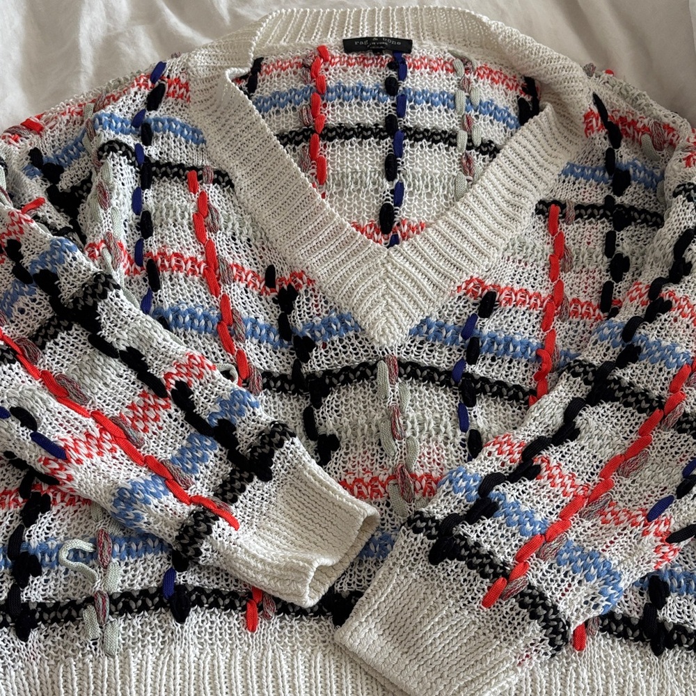 Rag & Bone Multicolor Knit V-Neck Sweater